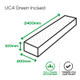 Green Incised Softwood UC4 Treated Garden Sleeper 95 x 195 x 2400mm Green Incised Softwood UC4 Treated Garden Sleeper 95 x 195 x 2400mm
